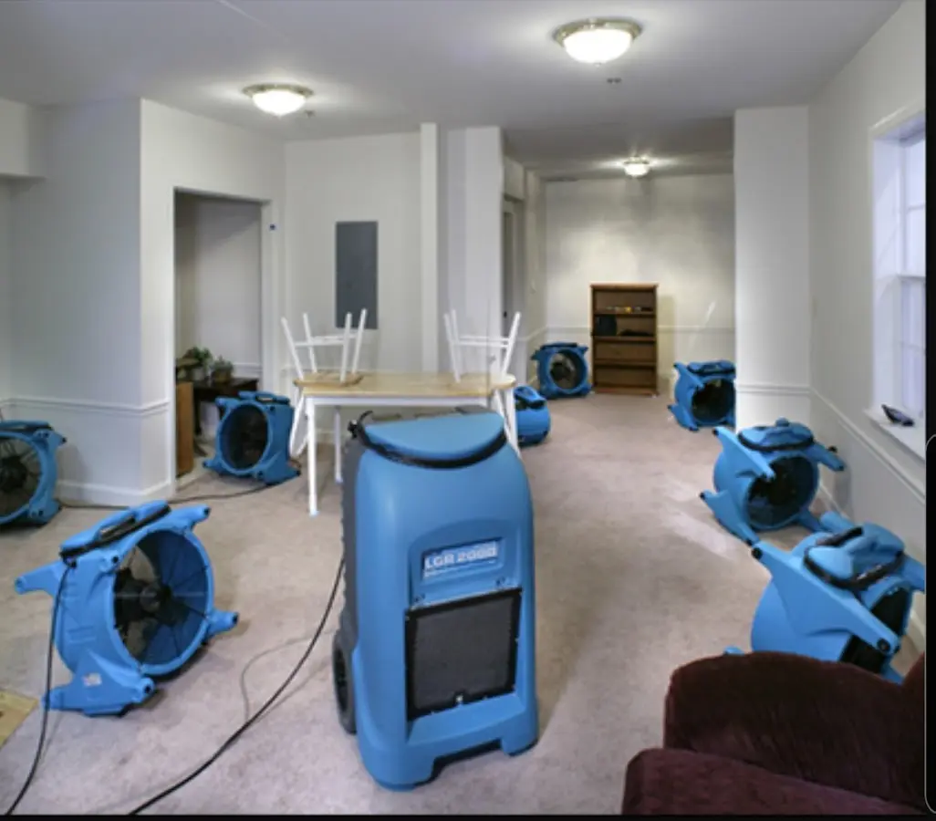 Air movers and dehumidifier setup for Water Extraction & Removal in Ferndale